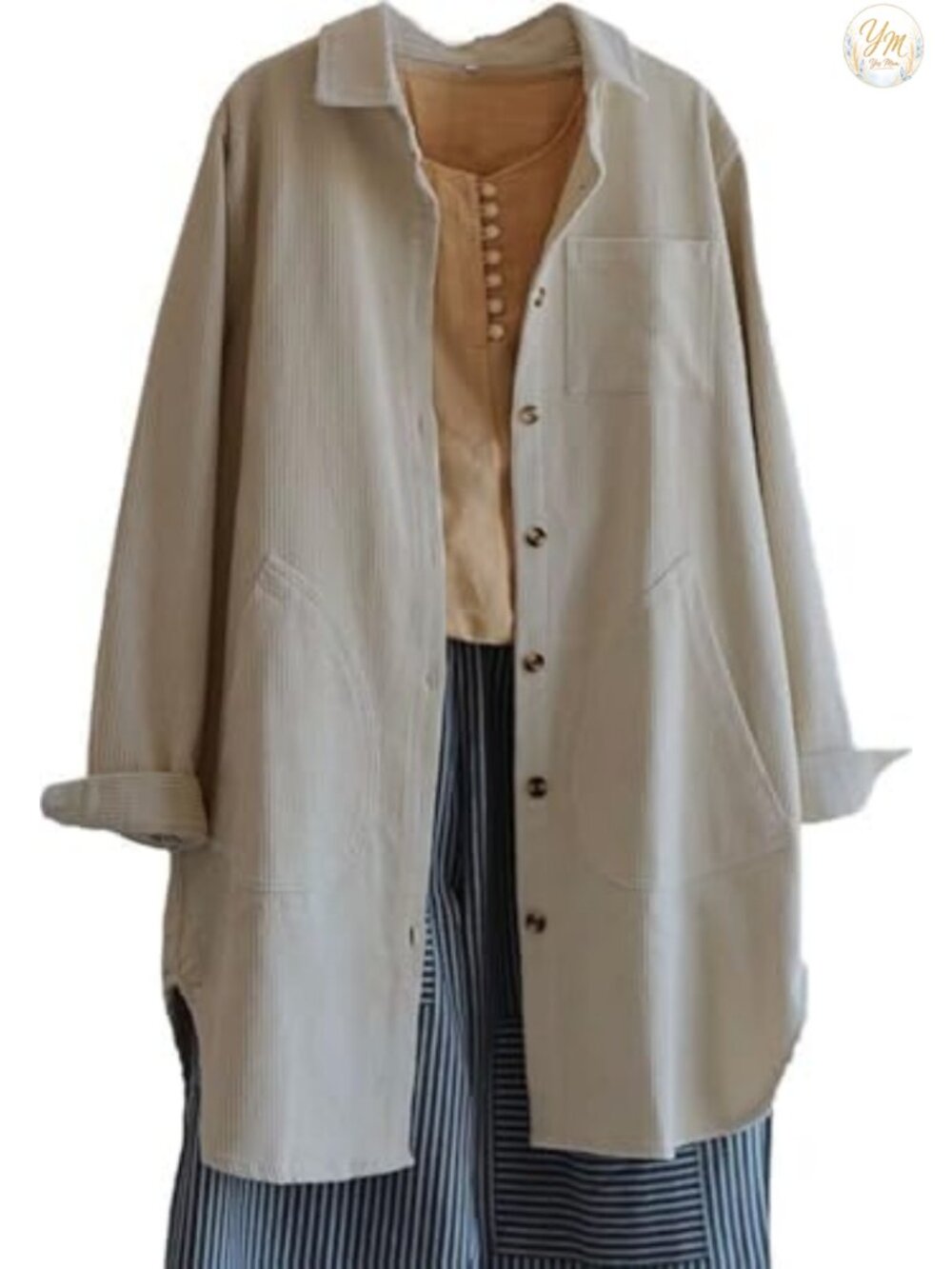 Women's Corduroy Button Down Shirt Jacket with Pockets Long Sleeve